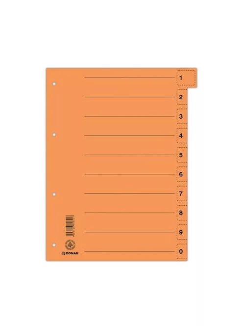 Regiszter, karton, A4, mikroperforált, DONAU, narancssárga (D8611N)