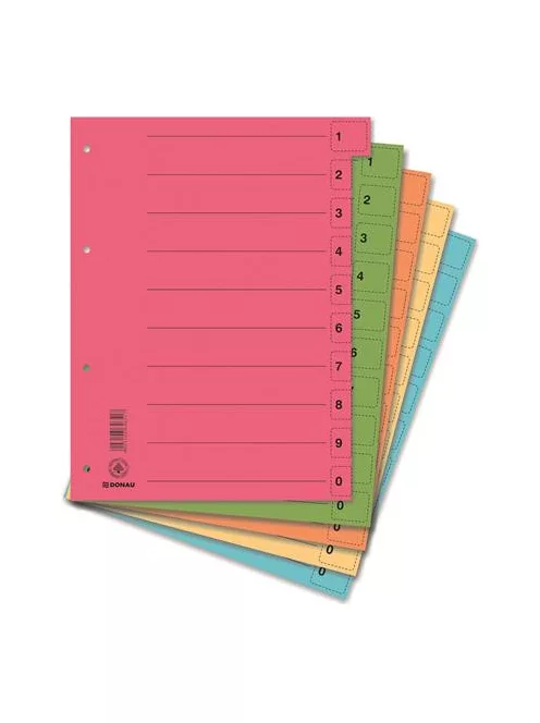 Regiszter, karton, A4, mikroperforált, DONAU, narancssárga (D8611N)