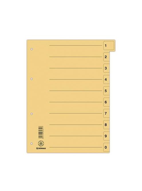 Regiszter, karton, A4, mikroperforált, DONAU, citromsárga (D8611S)
