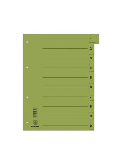 Regiszter, karton, A4, mikroperforált, DONAU, zöld (D8611Z)