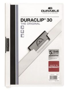   Gyorsfűző, klipes, A4, DURABLE "DURACLIP® 30", fehér (DB220002)