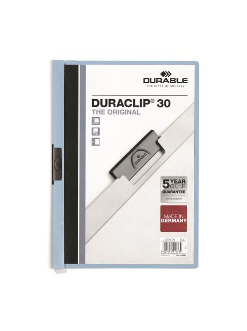 Gyorsfűző, klipes, A4, DURABLE "DURACLIP® 30", kék (DB220006)