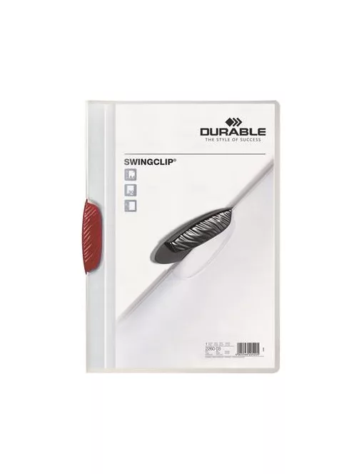 Gyorsfűző, klipes, A4, DURABLE "Swingclip® 30", piros (DB226003)