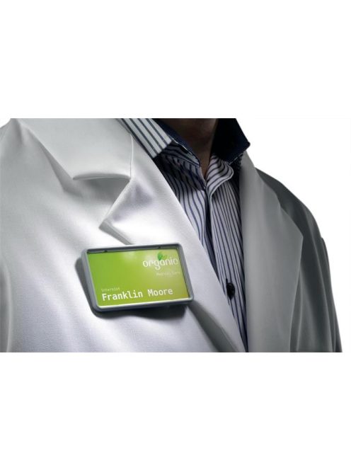 Névkitűző, mágnessel, 75x40 mm, DURABLE, fekete (DB812901)