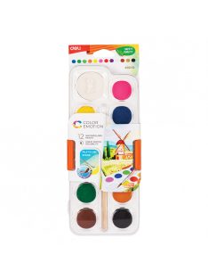   Vízfesték, 12x28 mm, DELI "COLOR EMOTION", 12 különböző színben (DEC10-12)