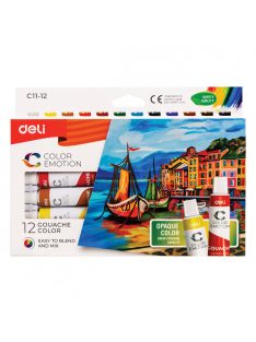   Tempera készlet (gouache), 12x12 ml, DELI "COLOR EMOTION", 12 különböző színben (DEC11-12)