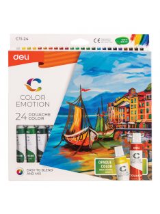   Tempera készlet (gouache), 24x12 ml, DELI "COLOR EMOTION", 24 különböző színben (DEC11-24)