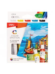  Tempera készlet (gouache), 5x12 ml, DELI "COLOR EMOTION", 5 különböző színen (DEC11-5)