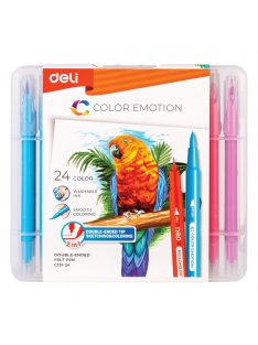   Ecsetfilc készlet, 2:1, kimosható, DELI "COLOR EMOTION", 24 különböző szín (DEC151-24)