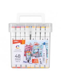   Alkoholos markerkészlet, vágott és gömbölyű hegy, DELI "COLOR EMOTION", 48 darabos (DEL70801-48)
