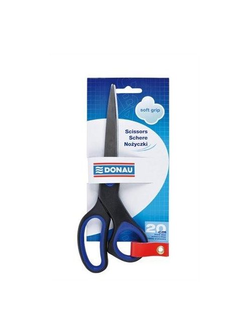 Olló, irodai, 20 cm, DONAU "Soft Grip", fekete-kék (DSG20) (DSG20)