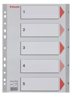 Regiszter, műanyag, A4, 1-5, ESSELTE, szürke (E100103)