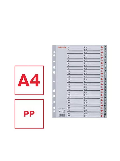 Regiszter, műanyag, A4, 1-54, ESSELTE, szürke (E100109)