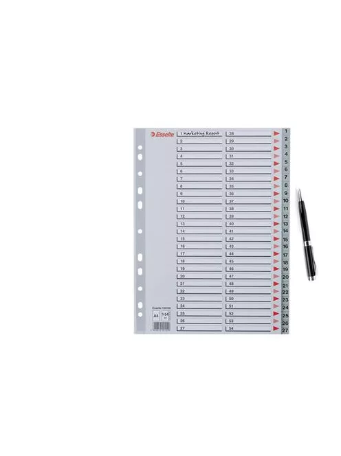 Regiszter, műanyag, A4, 1-54, ESSELTE, szürke (E100109)