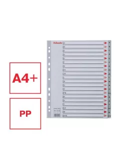   Regiszter, műanyag, A4 Maxi, A-Z, ESSELTE, szürke (E100129)