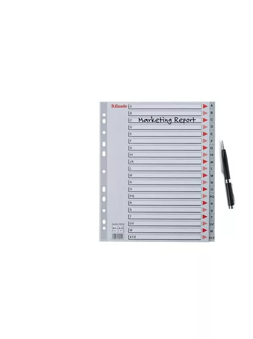 Regiszter, műanyag, A4 Maxi, A-Z, ESSELTE, szürke (E100129)