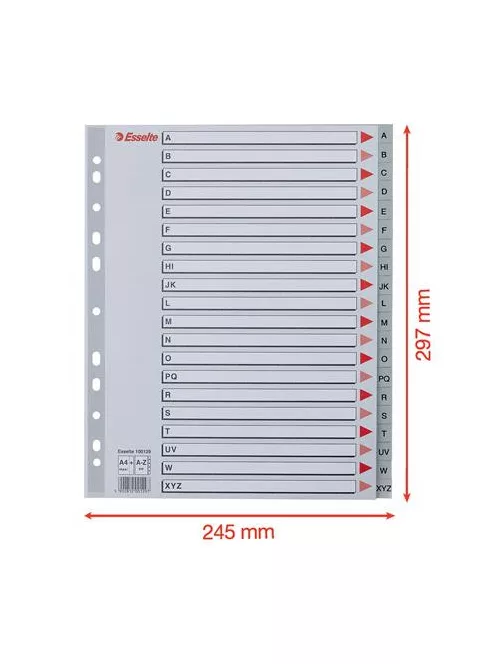 Regiszter, műanyag, A4 Maxi, A-Z, ESSELTE, szürke (E100129)