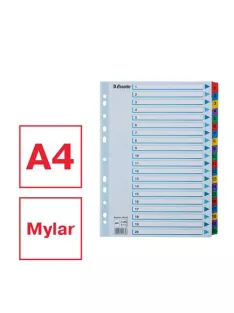   Regiszter, karton, A4, 1-20, ESSELTE "Mylar" (E100163)