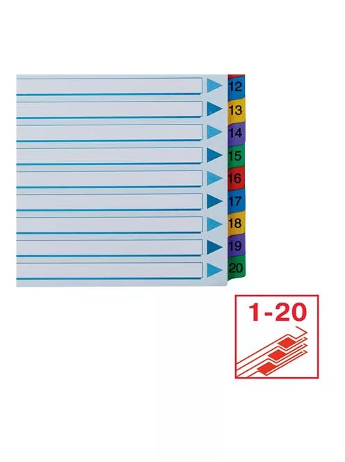 Regiszter, karton, A4, 1-20, ESSELTE "Mylar" (E100163)
