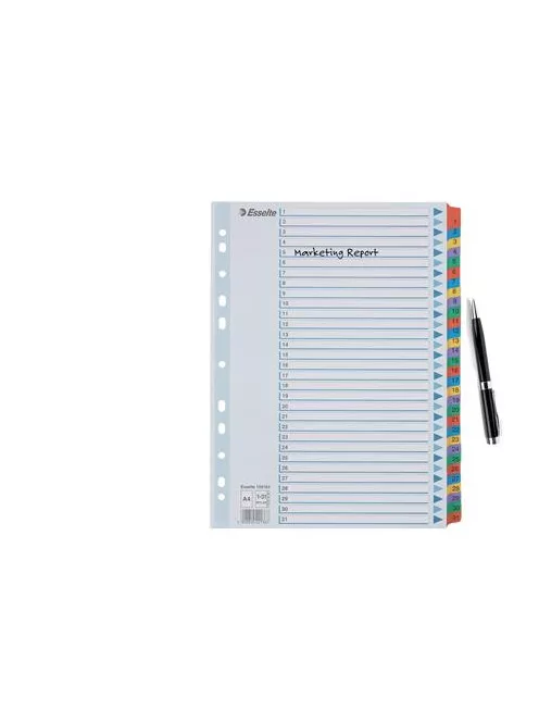 Regiszter, karton, A4, 1-31, ESSELTE "Mylar" (E100164)