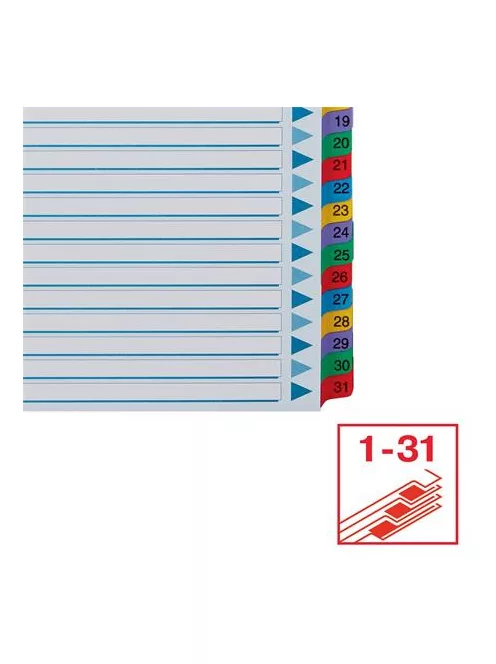 Regiszter, karton, A4, 1-31, ESSELTE "Mylar" (E100164)