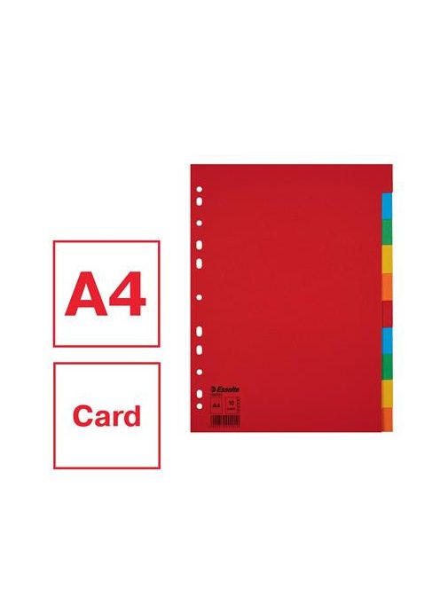 Regiszter, karton, A4, 10 részes, ESSELTE "Economy", színes (E100201)