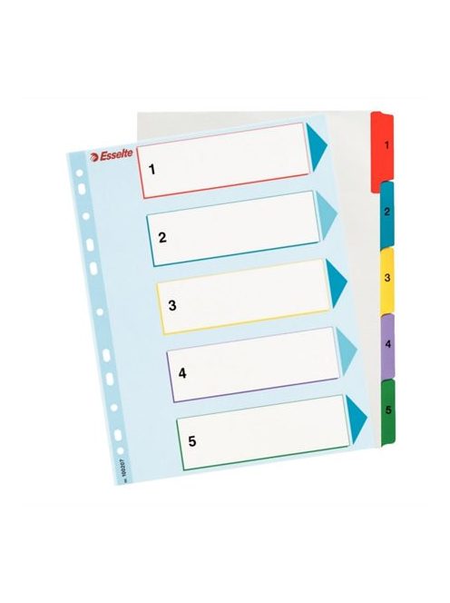 Regiszter, laminált karton, A4 maxi, 1-5, újraírható, ESSELTE (E100207)