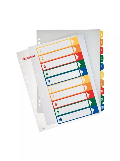 Regiszter, műanyag, A4 Maxi, 1-10, nyomtatható, ESSELTE, áttetsző (E100213)