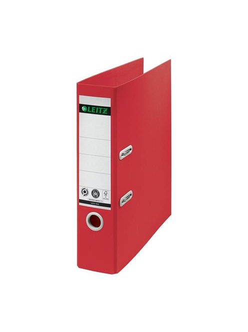 Iratrendező, 80 mm, A4, karton, újrahasznosított, LEITZ "180 Recycle", piros (E10180025)