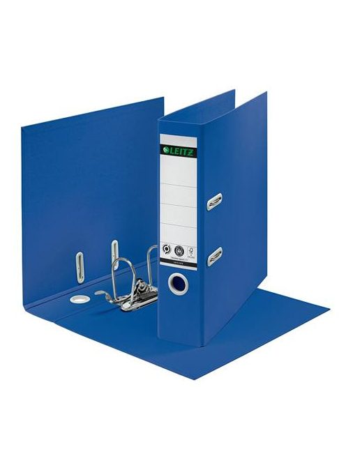 Iratrendező, 80 mm, A4, karton, újrahasznosított, LEITZ "180 Recycle", kék (E10180035)