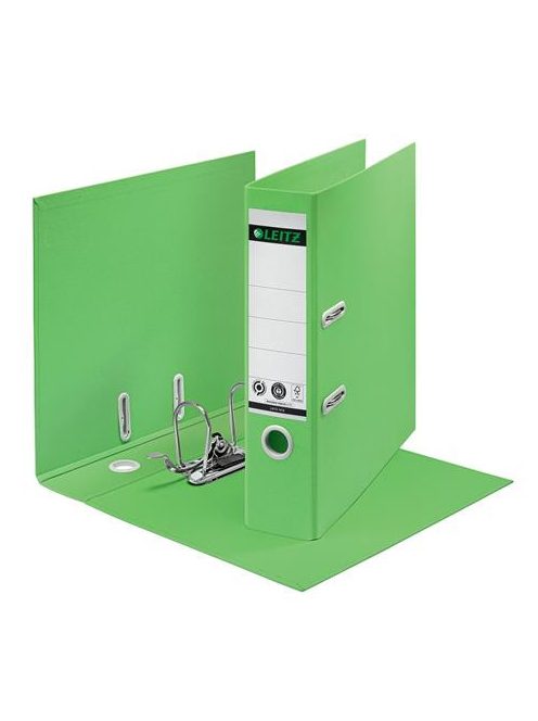 Iratrendező, 80 mm, A4, karton, újrahasznosított, LEITZ "180 Recycle", zöld (E10180055)