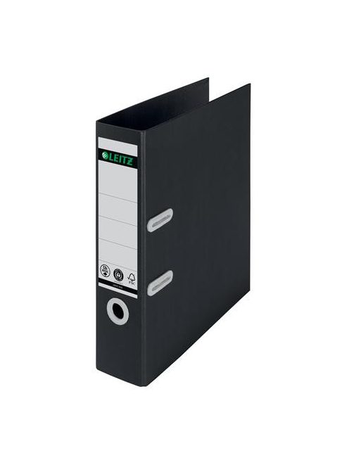Iratrendező, 80 mm, A4, karton, újrahasznosított, LEITZ "180 Recycle", fekete (E10180095)