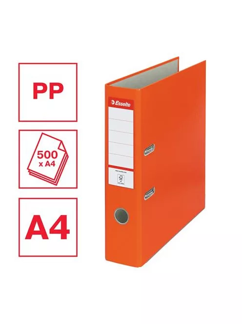 Iratrendező, 75 mm, A4, PP/karton, élvédő sínnel, ESSELTE "Economy", narancssárga (E11234)