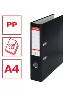   Iratrendező, 75 mm, A4, PP/karton, élvédő sínnel, ESSELTE "Economy", fekete (E11257)