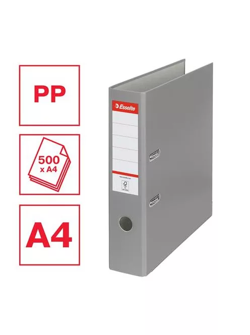 Iratrendező, 75 mm, A4, PP/karton, élvédő sínnel, ESSELTE "Economy", szürke (E11272)