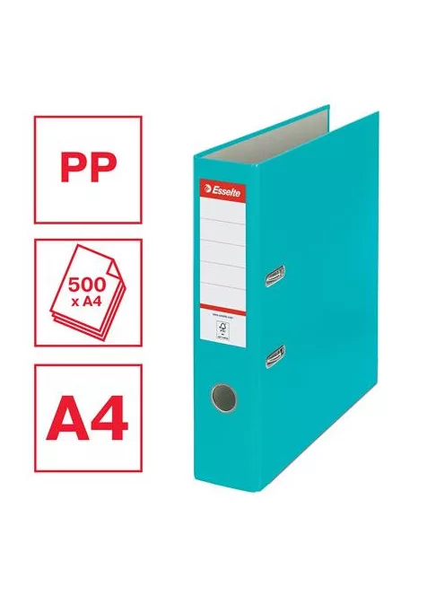 Iratrendező, 75 mm, A4, PP/karton, élvédő sínnel, ESSELTE "Economy", türkiz (E11282)