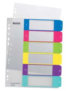   Regiszter, műanyag, A4 Maxi, 1-6, LEITZ "Wow" (E12420000)