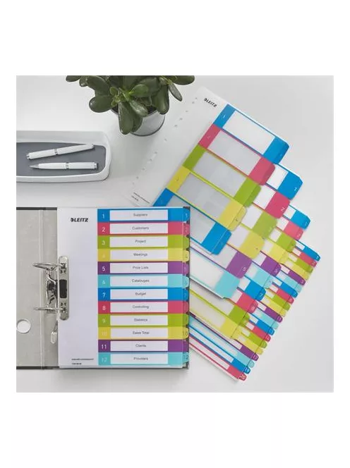 Regiszter, műanyag, A4 Maxi, 1-6, LEITZ "Wow" (E12420000)