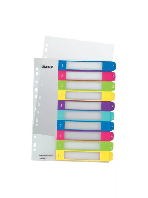 Regiszter, műanyag,  A4 Maxi, 1-10, LEITZ "Wow" (E12430000)