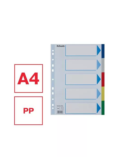 Regiszter, műanyag, A4, 5 részes, ESSELTE (E15259)
