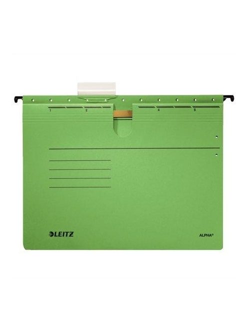 Függőmappa, gyorsfűzős, karton, A4, LEITZ "Alpha", zöld (E19840055)
