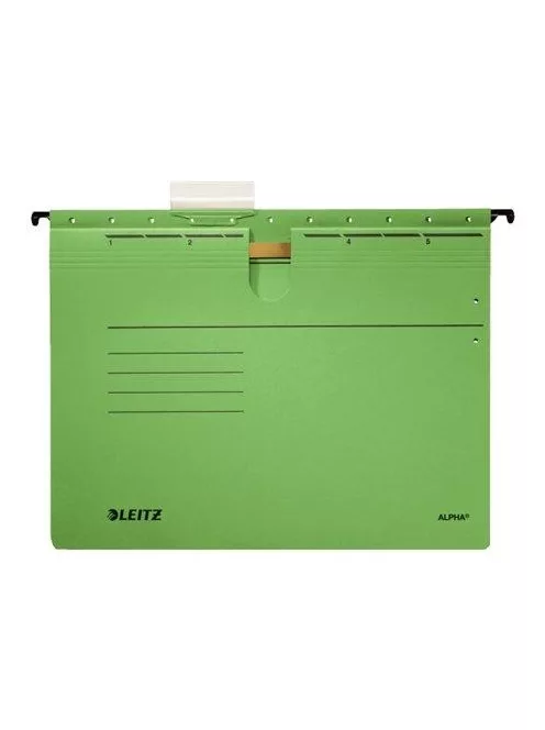 Függőmappa, gyorsfűzős, karton, A4, LEITZ "Alpha", zöld (E19840055)
