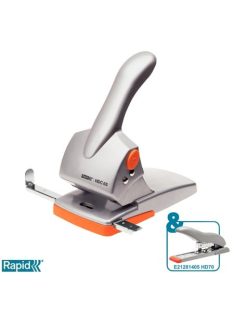   Lyukasztó, nagyteljesítményű, kétlyukú, 65 lap, RAPID "HDC65 Fashion", ezüst/narancssárga (E20922603)