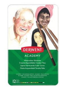   Akvarell ceruza készlet, DERWENT "Academy", 12 különböző szín (E2300386)