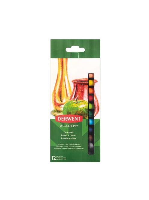 Olajpasztell kréta, DERWENT "Academy", 12 különböző szín (E2301952)