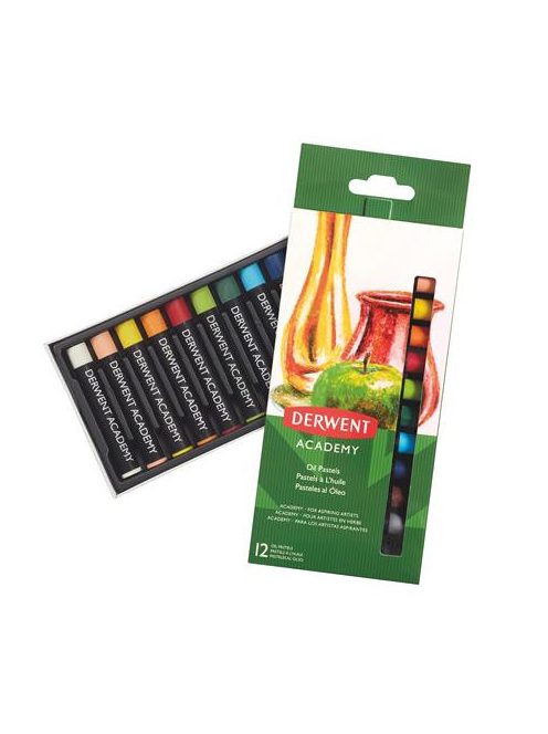 Olajpasztell kréta, DERWENT "Academy", 12 különböző szín (E2301952)