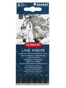 Tűfilc szett, 0,05/0,1/0,2/ 0,3/0,5/0,8 mm, DERWENT "Line Marker", fekete (E2305559)