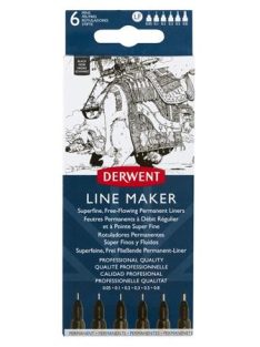   Tűfilc szett, 0,05/0,1/0,2/ 0,3/0,5/0,8 mm, DERWENT "Line Marker", fekete (E2305559)