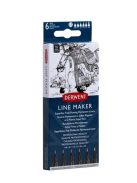Tűfilc szett, 0,05/0,1/0,2/ 0,3/0,5/0,8 mm, DERWENT "Line Marker", fekete (E2305559)