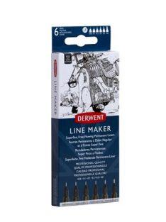   Tűfilc szett, 0,05/0,1/0,2/ 0,3/0,5/0,8 mm, DERWENT "Line Marker", fekete (E2305559)